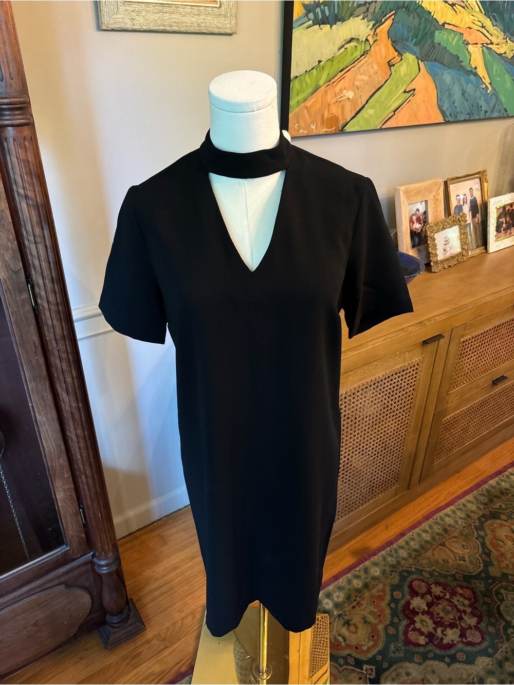 Philosophy Black Choker V-Neck Mini Dress